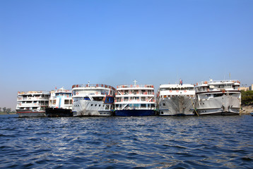 old passenger ships standing in port