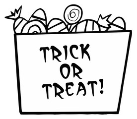 Black And White Trick Or Treat Bucket Of Candy