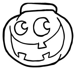 Outlined Happy Jack O Lantern Pumpkin