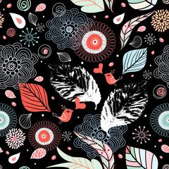 Fototapeta premium floral design with birds