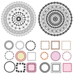 set of patterns and arabesques round frames