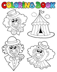 Coloring book with clown images
