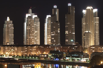 Skyscrapers at night in Puerto Madero, Buenos Aires