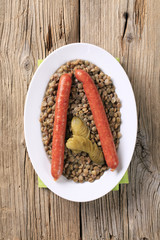 Lentils and sausages