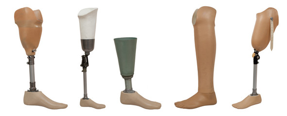 Five prosthetic leg isolated on a white background