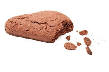Drop shaped chocholate cookie with crumbs