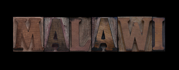 Malawi in old wood type