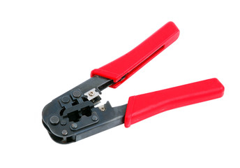 Network cable crimping tool, isolated on a white background