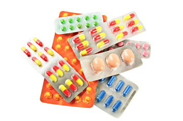Multicolored medicine pills