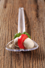 Mozzarella cheese balls and tomato