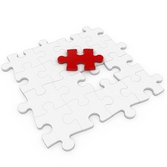 3d puzzle with red one