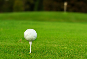Golf ball on irish idyllic course
