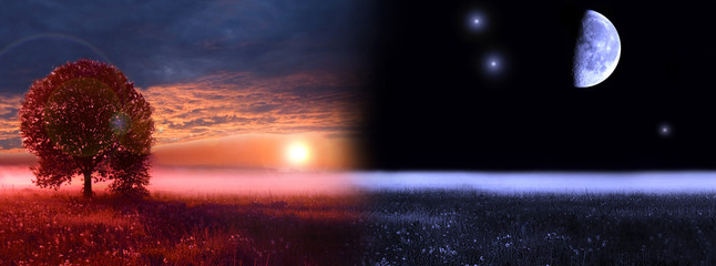 Day and night conceptual image.