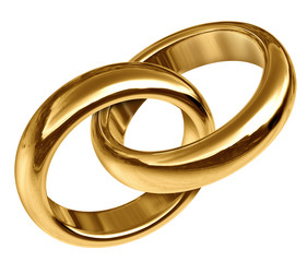 Wedding rings linked together for eternal partnership