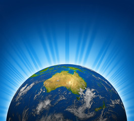 Australia earth planet with glowing background