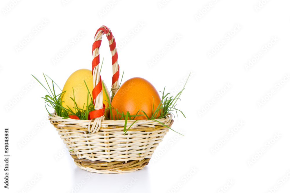 Sticker basket with easter eggs