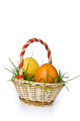 basket with easter eggs