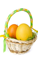 basket with easter eggs
