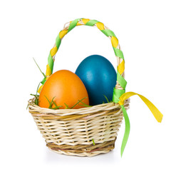 basket with easter eggs