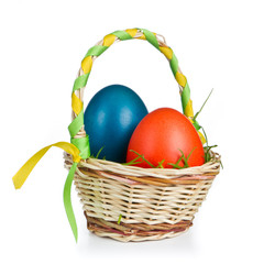 basket with easter eggs