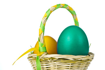 basket with easter eggs