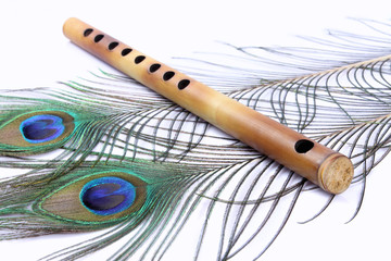 Indian Flute With Peacock Feather © SBM Creatives