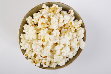 salty popcorn in bowl