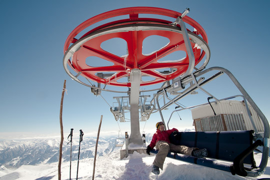 Ski lift and a girl