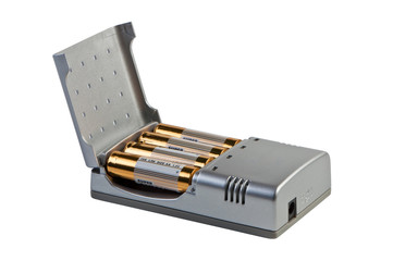 Charger for accumulators isolated on white.