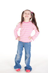 Cute little girl in blue jeans