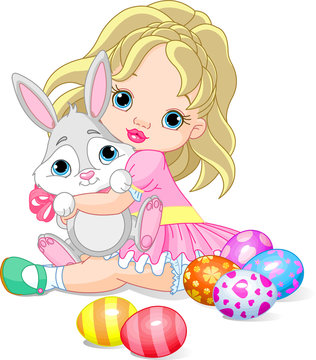 Little girl and Easter bunny