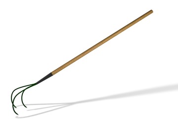 Rake with wooden handle