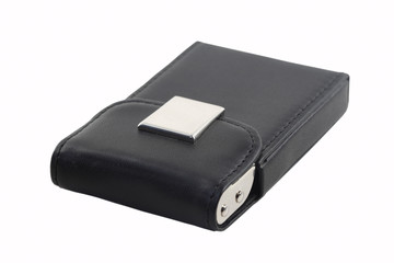 leather visiting-card box isolated on white background