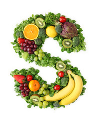 Fruit and vegetable alphabet - letter S