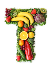 Fruit and vegetable alphabet - letter T