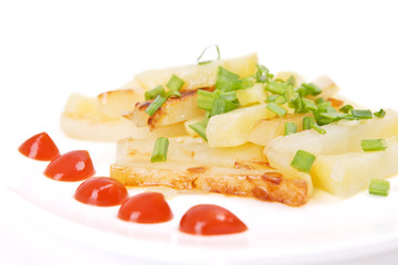 Fried potato with green onions