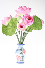 Artificial Pink Lotus in a Vase