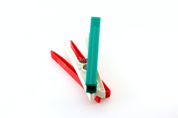 Mollette in plastica verde, bianco, rosso, Italia,