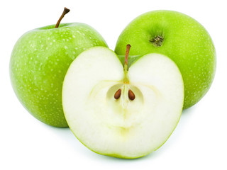 Fresh green apples isolated on white background