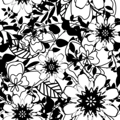 Photo sur Aluminium Fleurs noir et blanc motif floral sans soudure