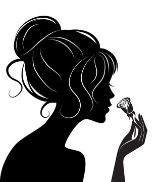 recommend clip art: beauty girl silhouette with rose