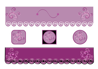 Two Purple Banners or Headliners with Buttons to Match