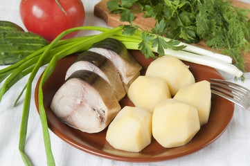 Smoked mackerel and boiled potato