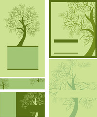 Set of vector decorative spring tree