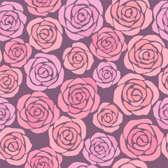 seamless floral background with pink roses