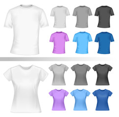 Color and white t-shirt design template. Vector.