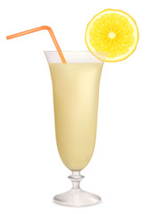 Milk cocktail with lemon. Vector illustration
