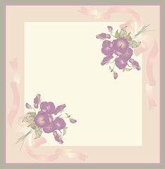 Greeting card with a bouquet  pansies.