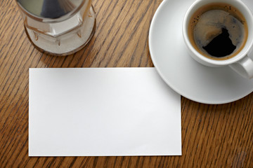 coffe cup drink and blank note card