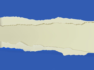 Ripped blue paper background. Vector illustration.